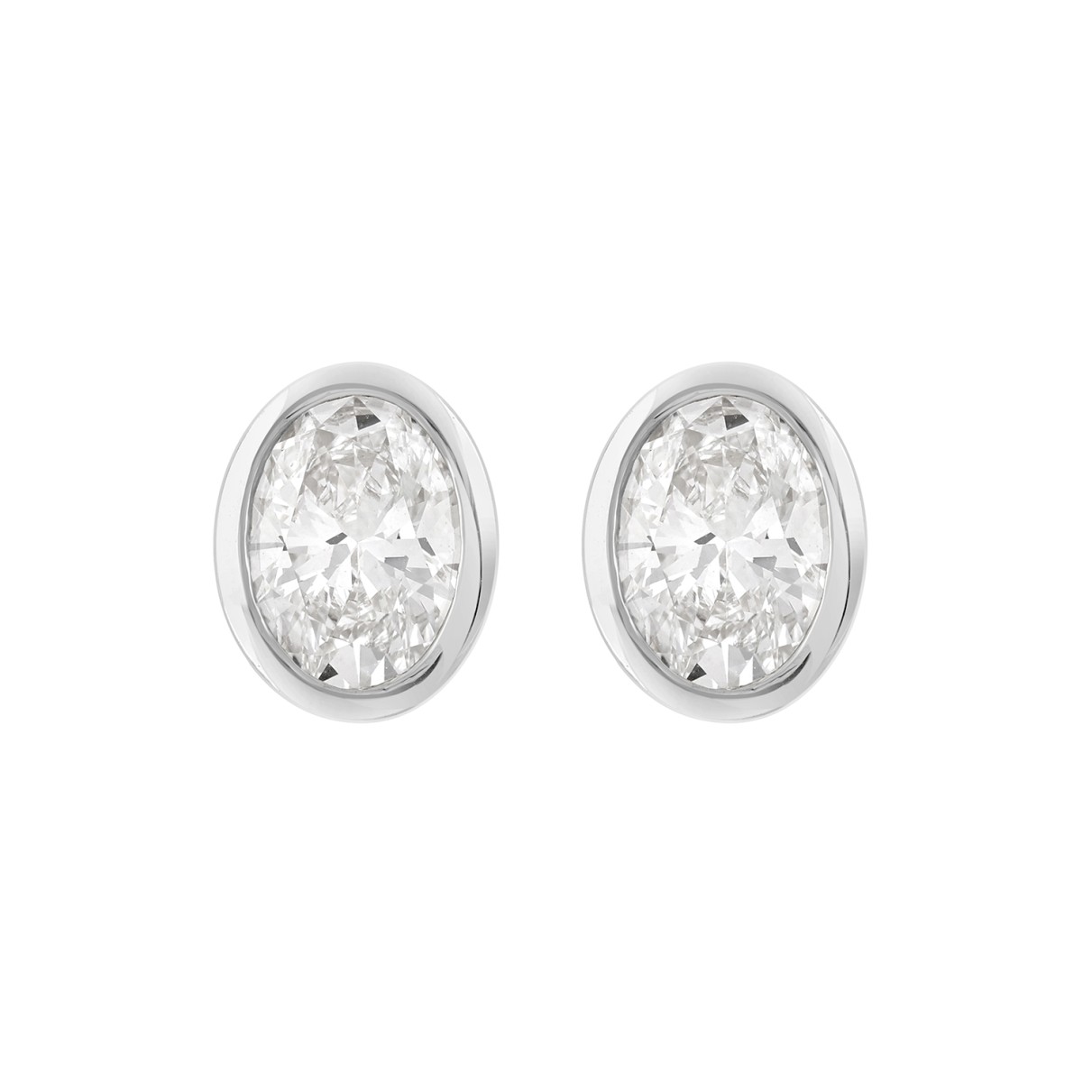 LADIES SOLITAIRE EARRING 2CT OVAL DIAMOND 14K WHIT...