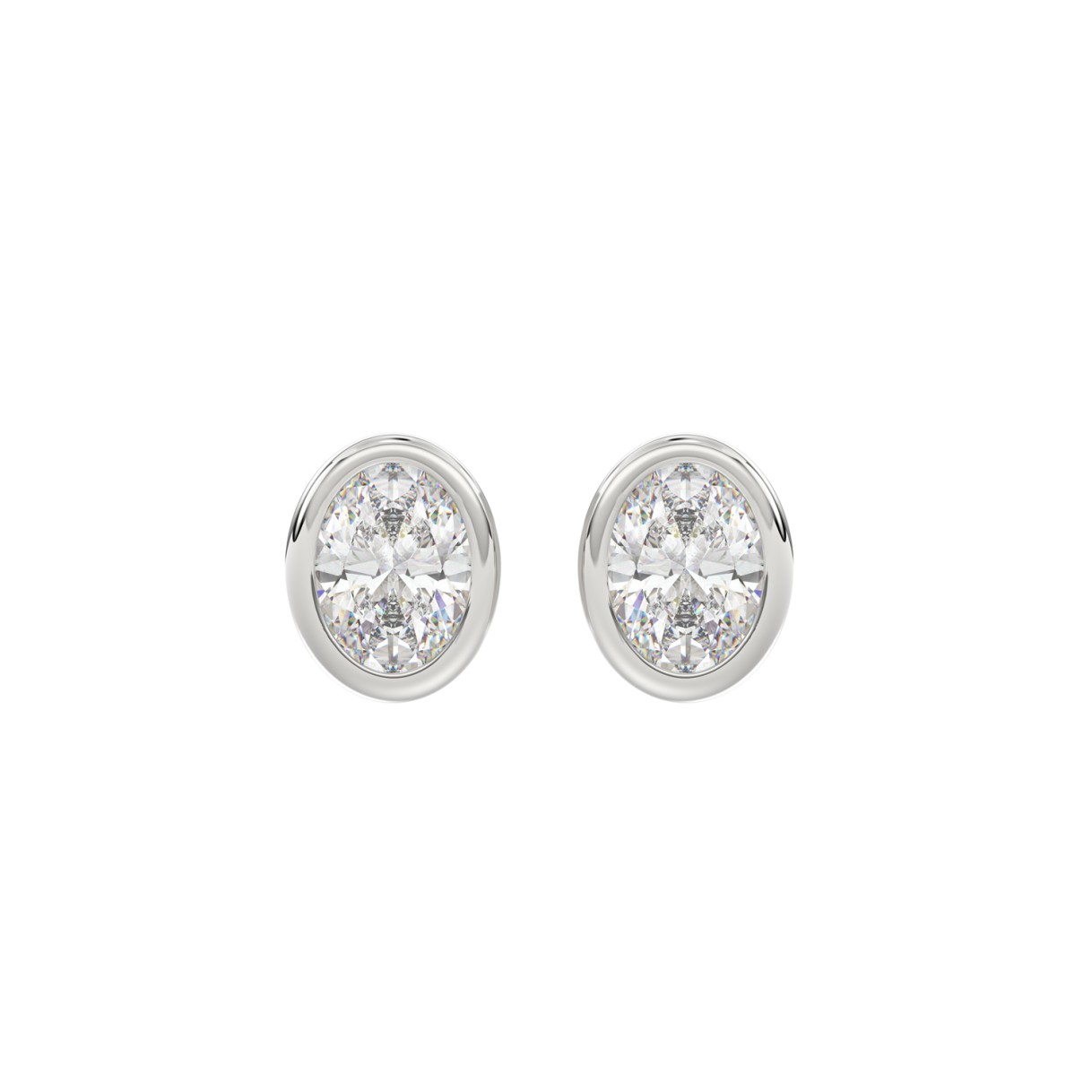 LADIES SOLITAIRE EARRINGS 2CT OVAL DIAMOND 14K WHI...