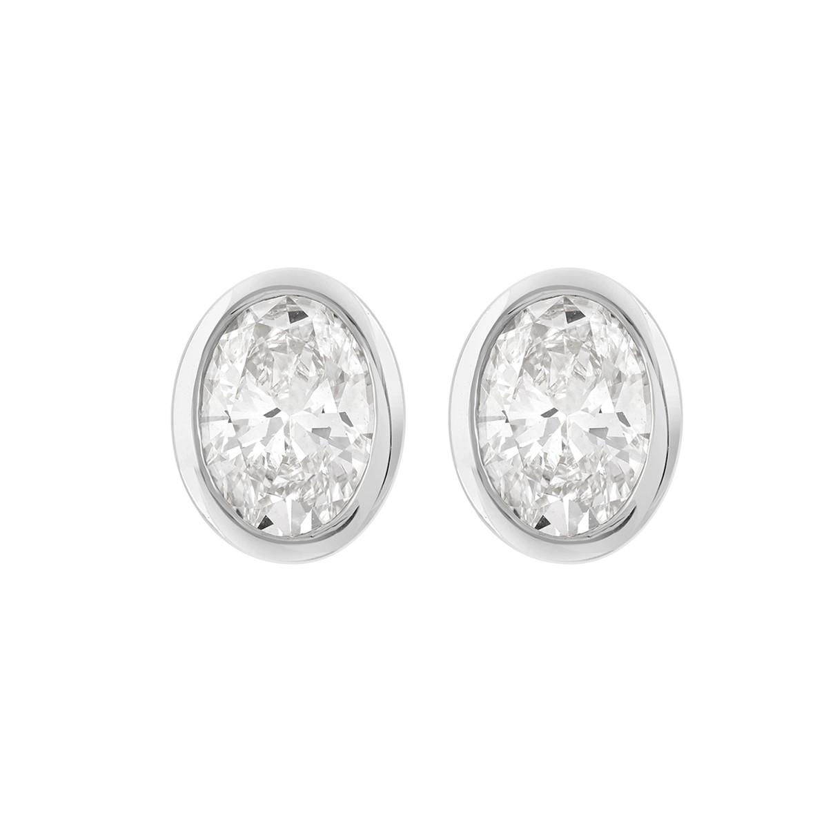 LADIES SOLITAIRE EARRINGS 3CT OVAL DIAMOND 14K WHI...