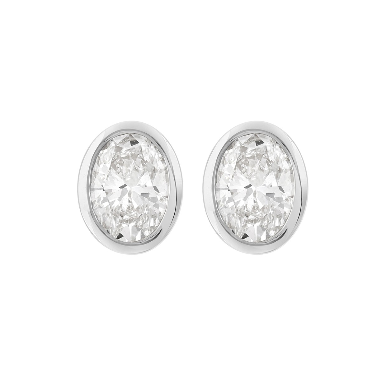 LADIES SOLITAIRE EARRING 3CT OVAL DIAMOND 14K WHIT...