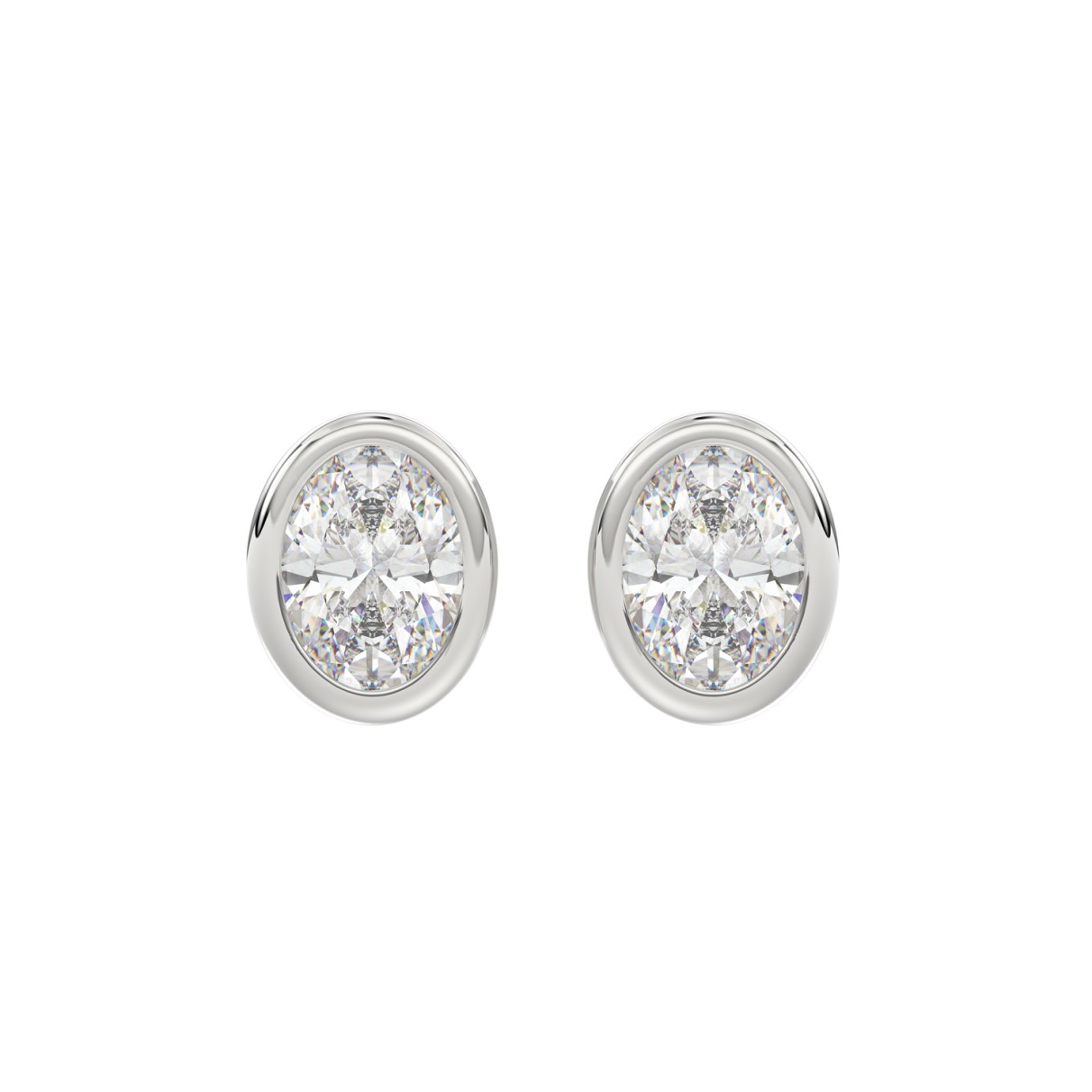 LADIES SOLITAIRE EARRINGS 3CT OVAL DIAMOND 14K WHI...