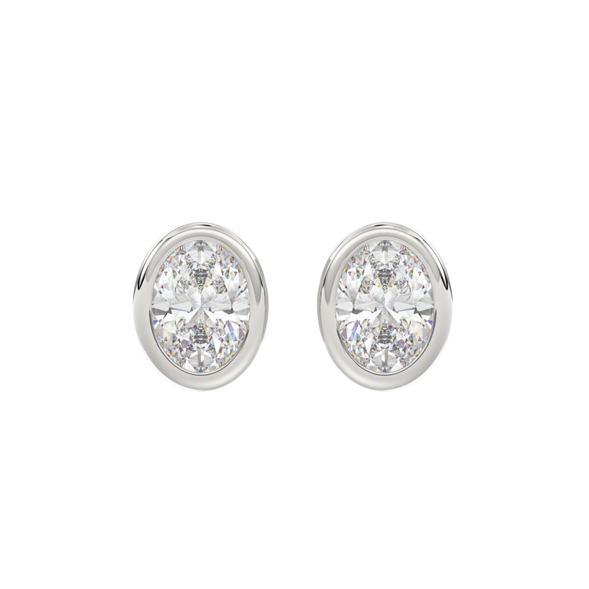 LADIES SOLITAIRE EARRINGS 3CT OVAL DIAMOND 14K WHITE GOLD