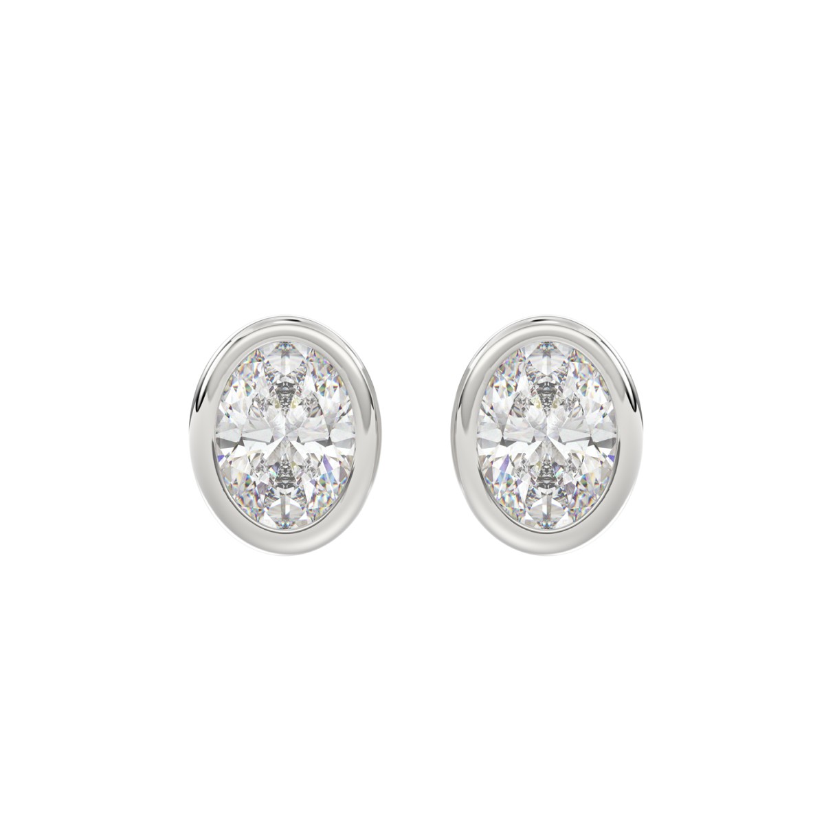 LADIES SOLITAIRE EARRINGS 3CT OVAL DIAMOND 14K WHI...