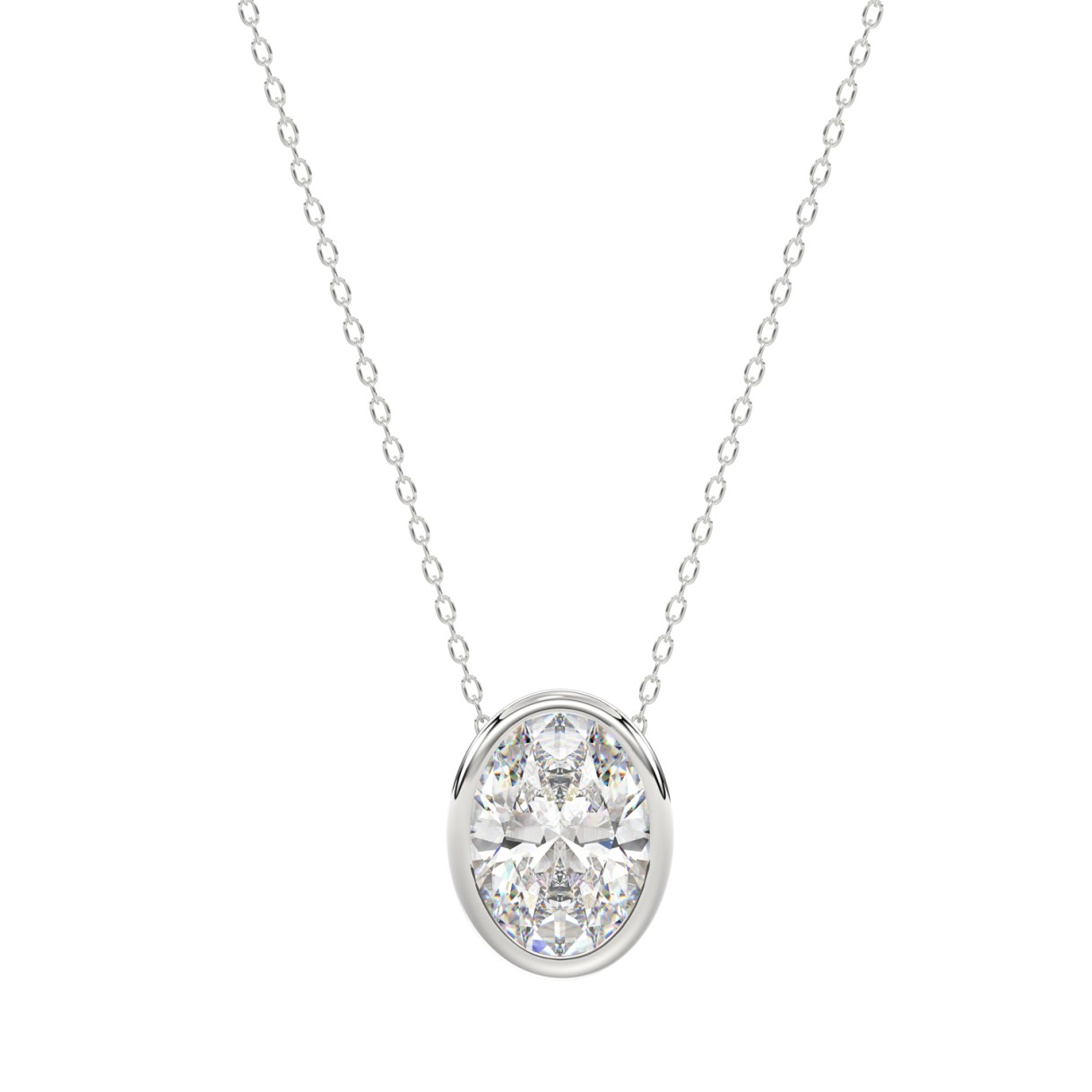 LADIES SOLITAIRE PENDANT 1CT OVAL DIAMOND 14K WHIT...