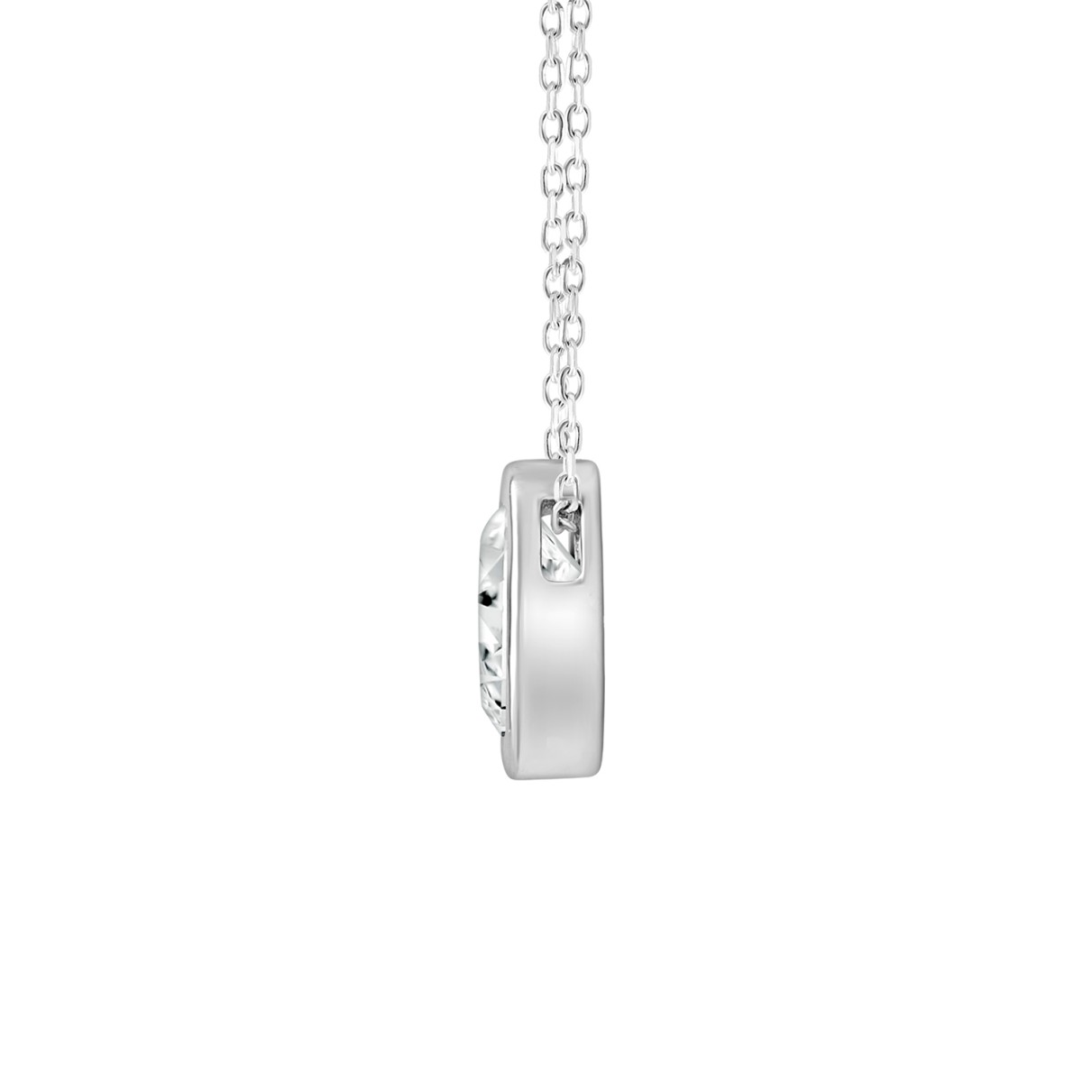 LADIES SOLITAIRE PENDANT 1CT OVAL DIAMOND 14K WHITE GOLD WITH CHAIN