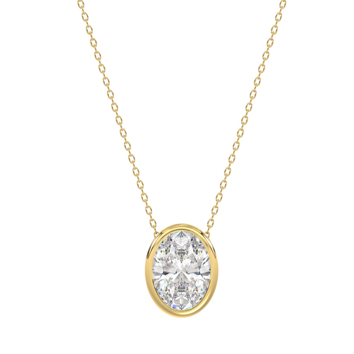LADIES SOLITAIRE PENDANT 1CT OVAL DIAMOND 14K YELL...