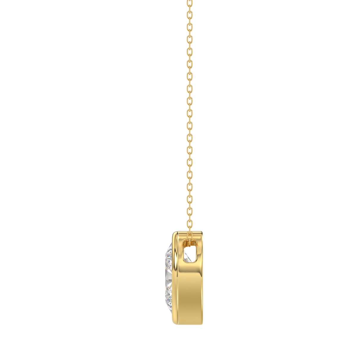 LADIES SOLITAIRE PENDANT 1CT OVAL DIAMOND 14K YELLOW GOLD WITH CHAIN
