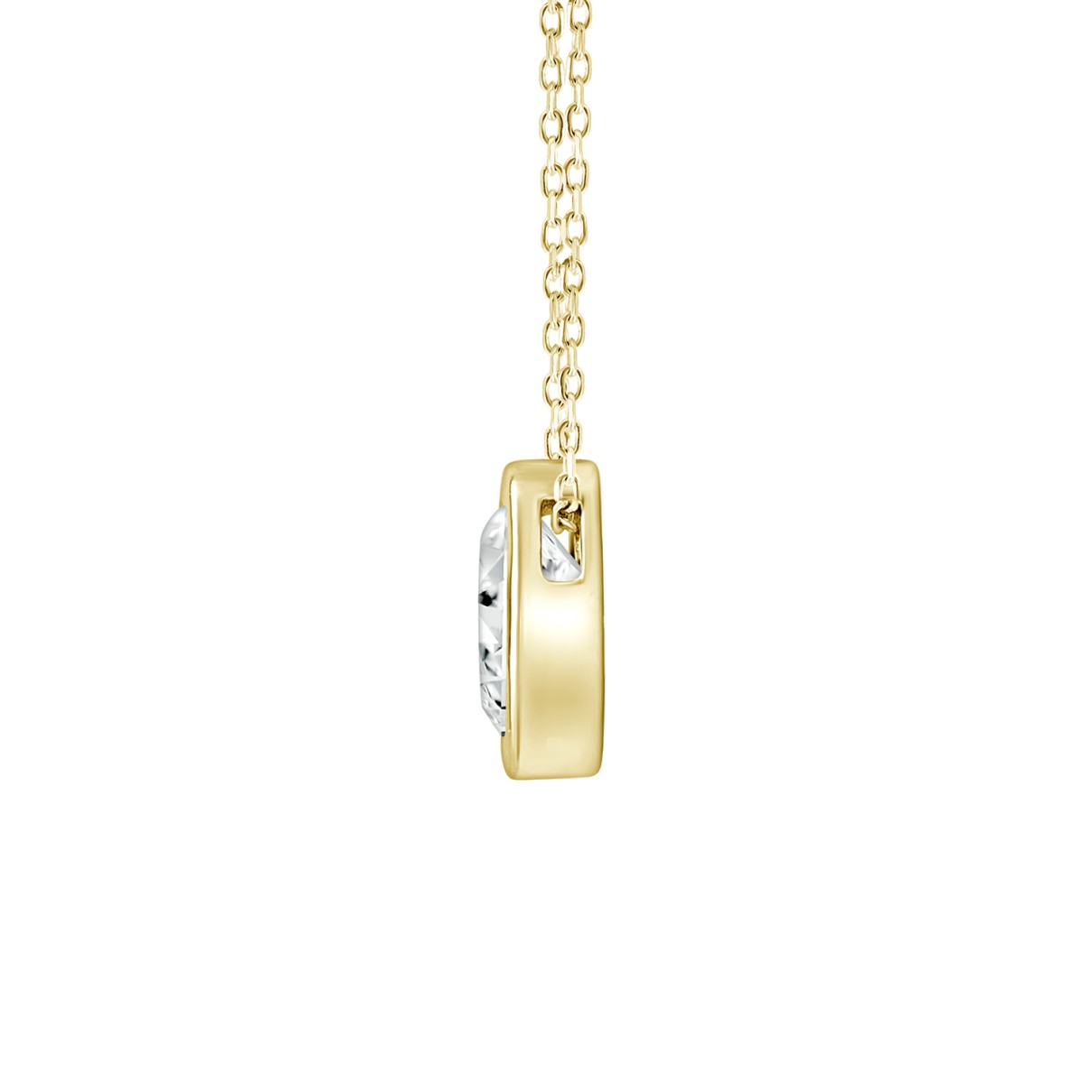 LADIES SOLITAIRE PENDANT 1CT OVAL DIAMOND 14K YELLOW GOLD WITH CHAIN