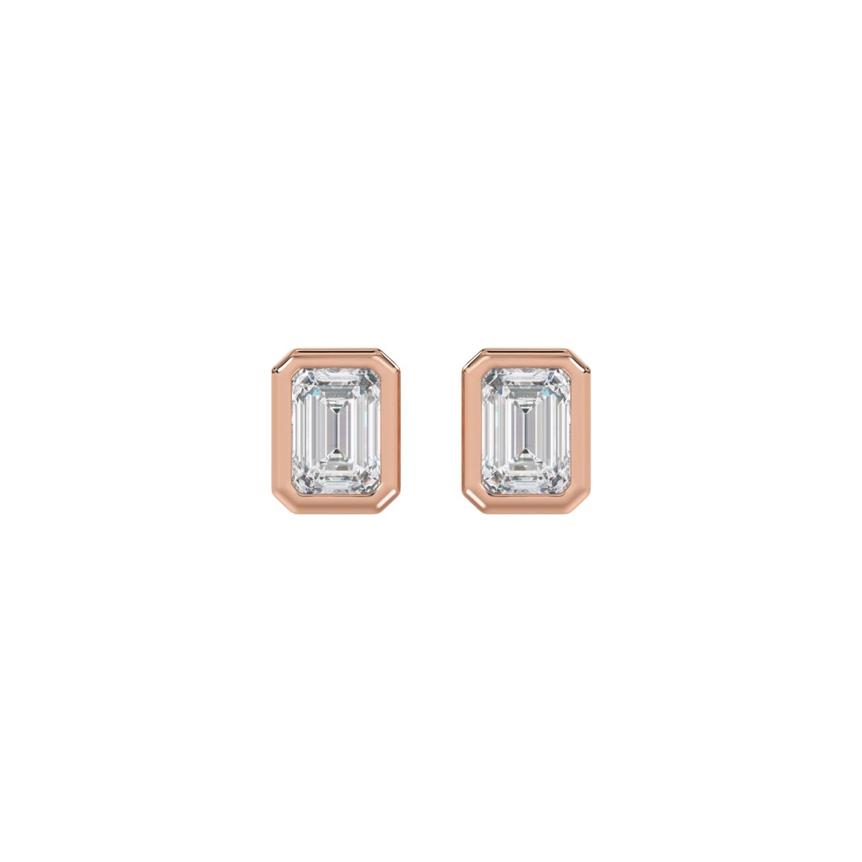 14K ROSE GOLD 1.00CT EMERALD DIAMOND SOLITAIRE EARRINGS 14K ROSE GOLD 1.00CT EMERALD DIAMOND SOLITAIRE EARRINGS data-zoom-image=