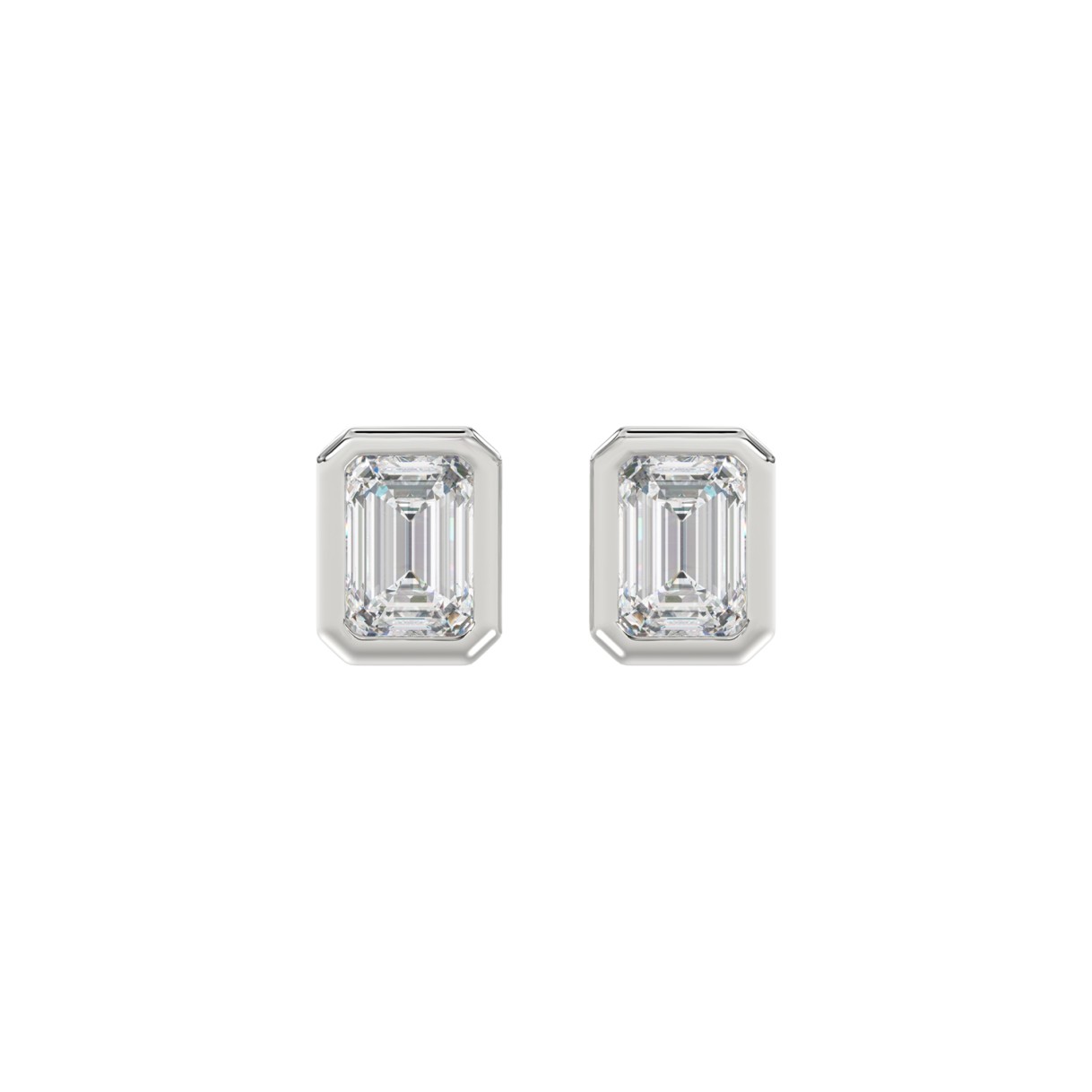 LADIES SOLITAIRE EARRINGS 2CT EMERALD DIAMOND 14K ...