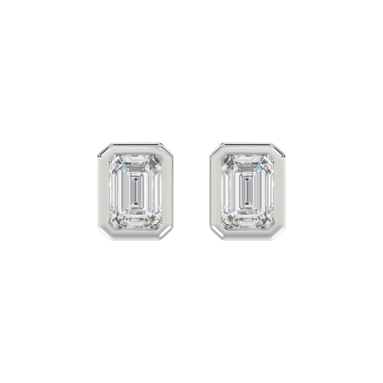 LADIES SOLITAIRE EARRINGS 3CT EMERALD DIAMOND 14K ...
