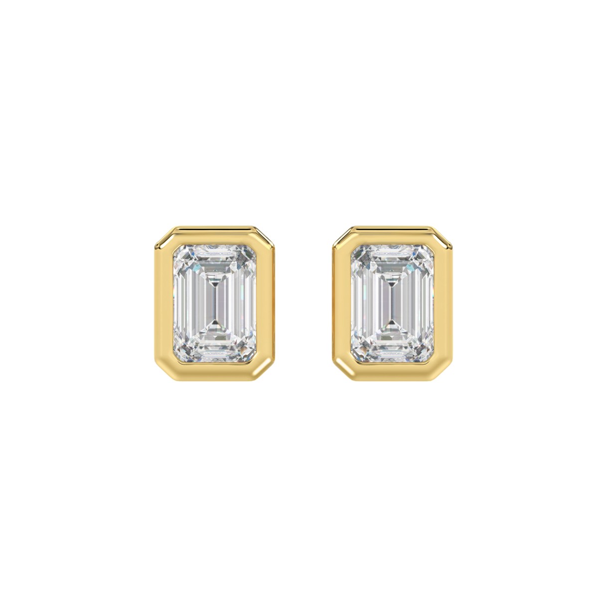 LADIES SOLITAIRE EARRINGS 3CT EMERALD DIAMOND 14K ...