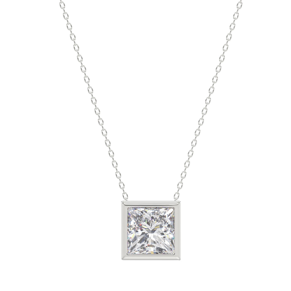 LADIES SOLITAIRE PENDANT 1CT PRINCESS DIAMOND 14K ...