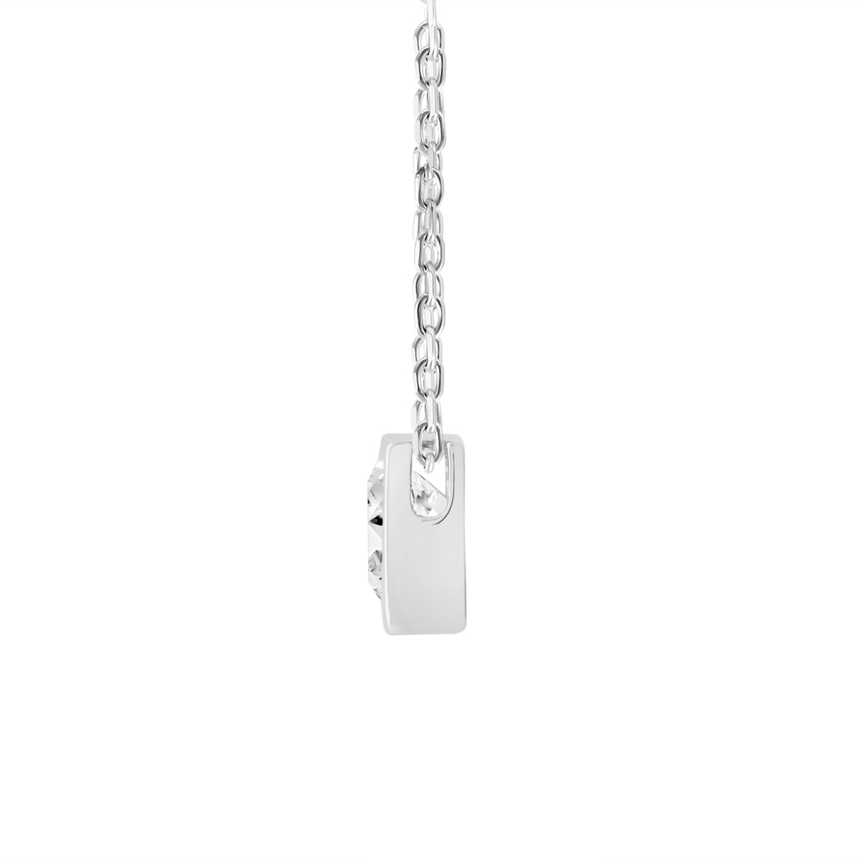 LADIES SOLITAIRE PENDANT 1CT PRINCESS DIAMOND 14K WHITE GOLD WITH CHAIN