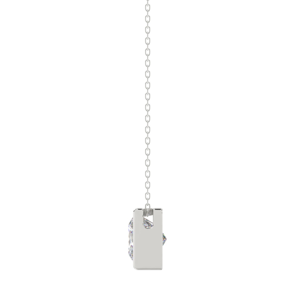 LADIES SOLITAIRE PENDANT 1CT PRINCESS DIAMOND 14K WHITE GOLD WITH CHAIN