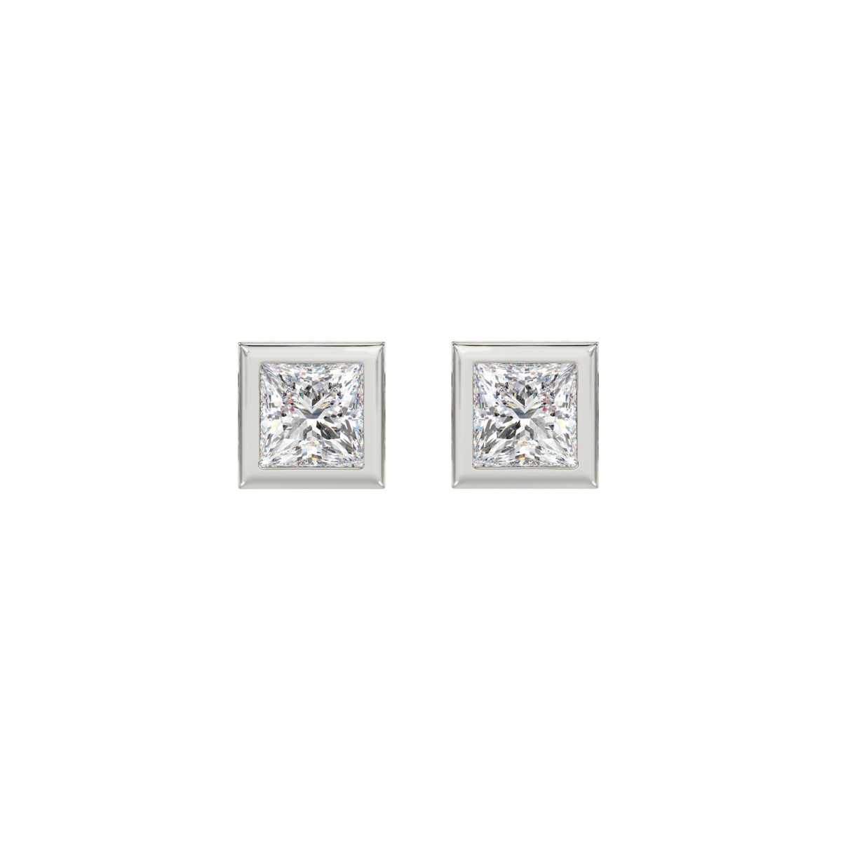 LADIES SOLITAIRE EARRINGS 1CT PRINCESS DIAMOND 14K...