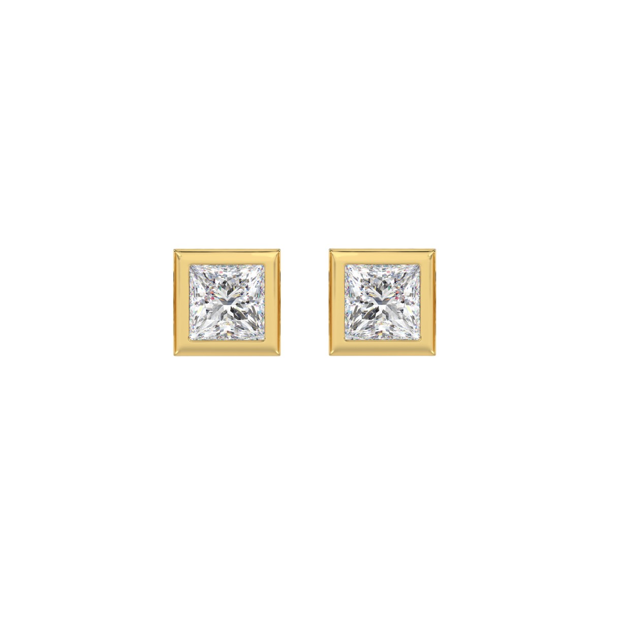 LADIES SOLITAIRE EARRINGS 1CT PRINCESS DIAMOND 14K...