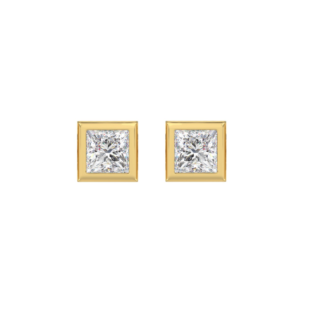 LADIES SOLITAIRE EARRINGS 2CT PRINCESS DIAMOND 14K...