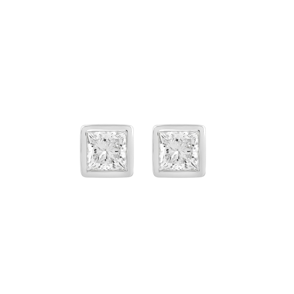 LADIES SOLITAIRE EARRINGS 3CT PRINCESS DIAMOND 14K...