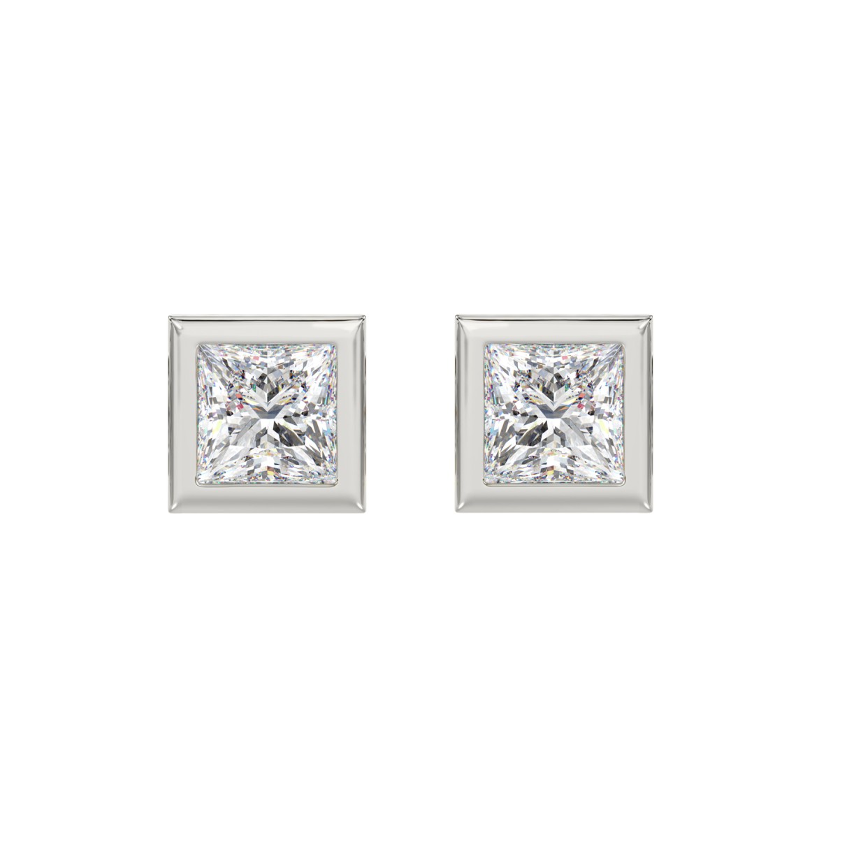 LADIES SOLITAIRE EARRINGS 3CT PRINCESS DIAMOND 14K...