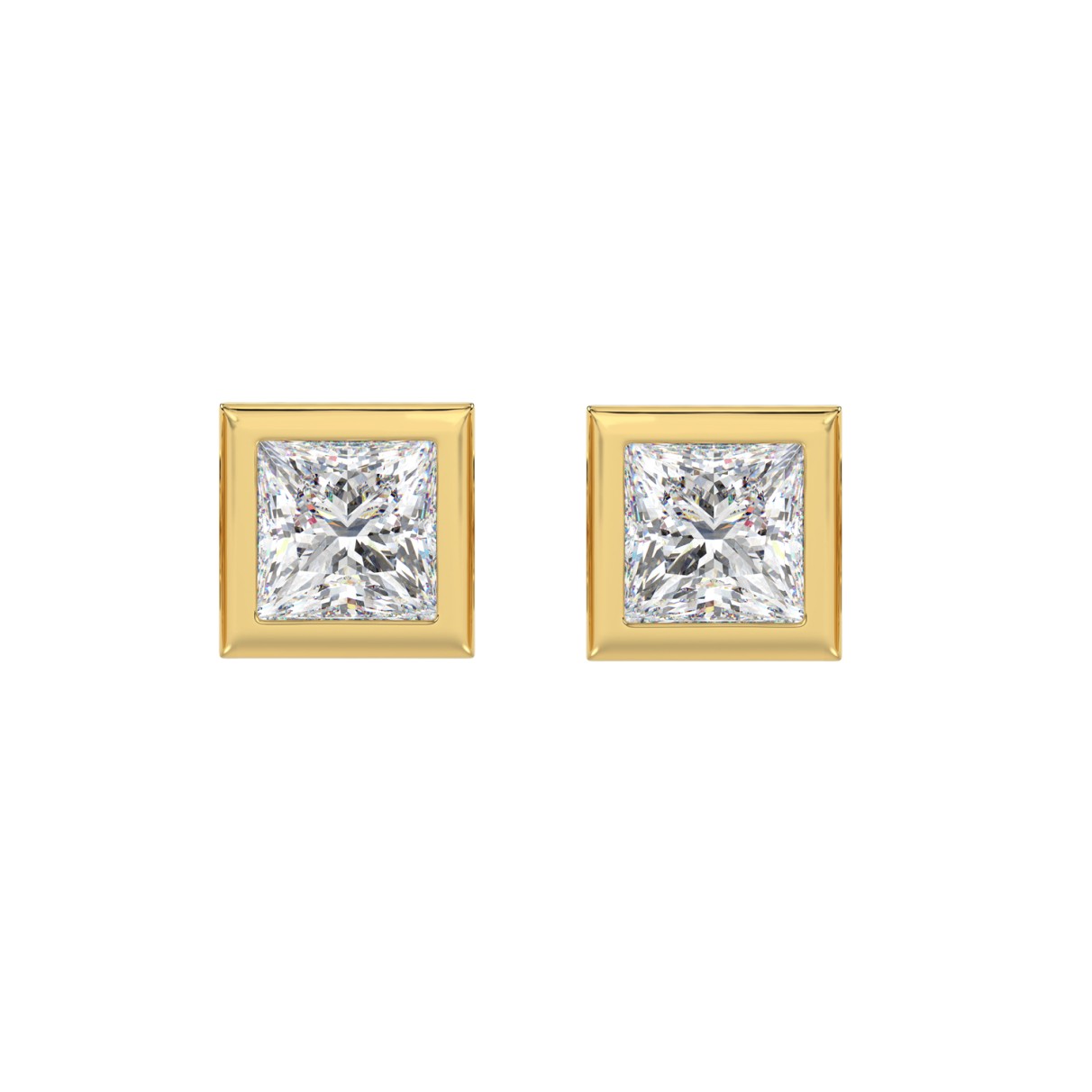 LADIES SOLITAIRE EARRINGS 3CT PRINCESS DIAMOND 14K...