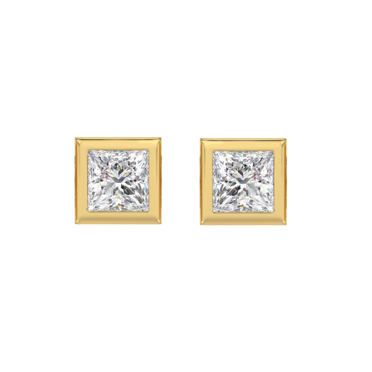 LADIES SOLITAIRE EARRINGS 3CT PRINCESS DIAMOND 14K...