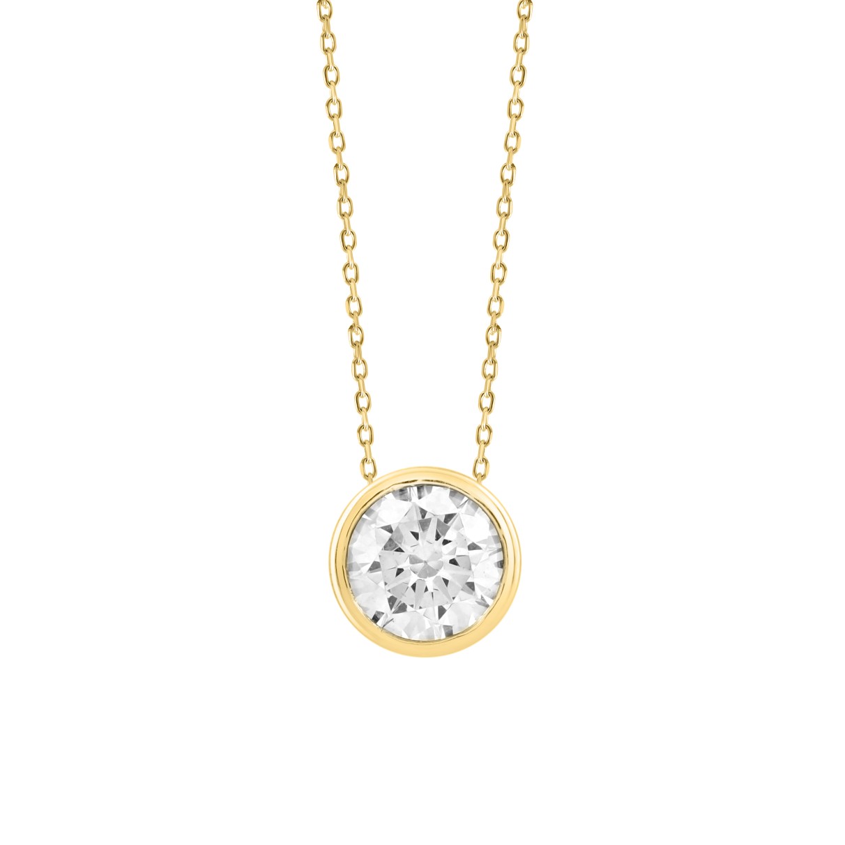 LADIES SOLITAIRE PENDANT 1CT ROUND DIAMOND 14K YEL...