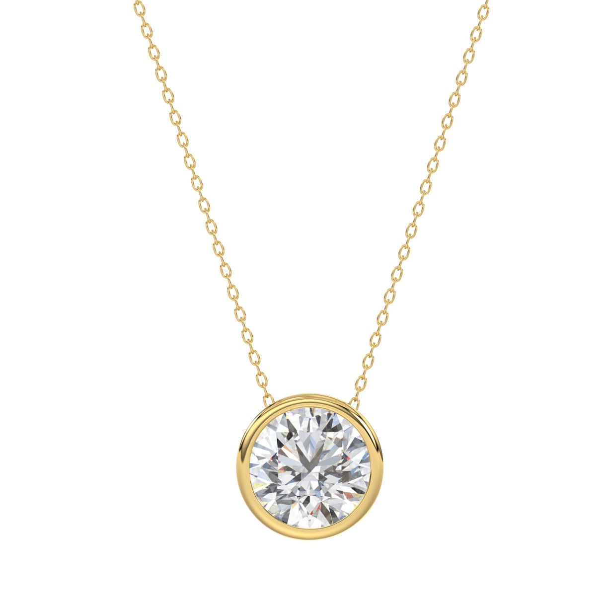 LADIES SOLITAIRE PENDANT 1CT ROUND DIAMOND 14K YEL...