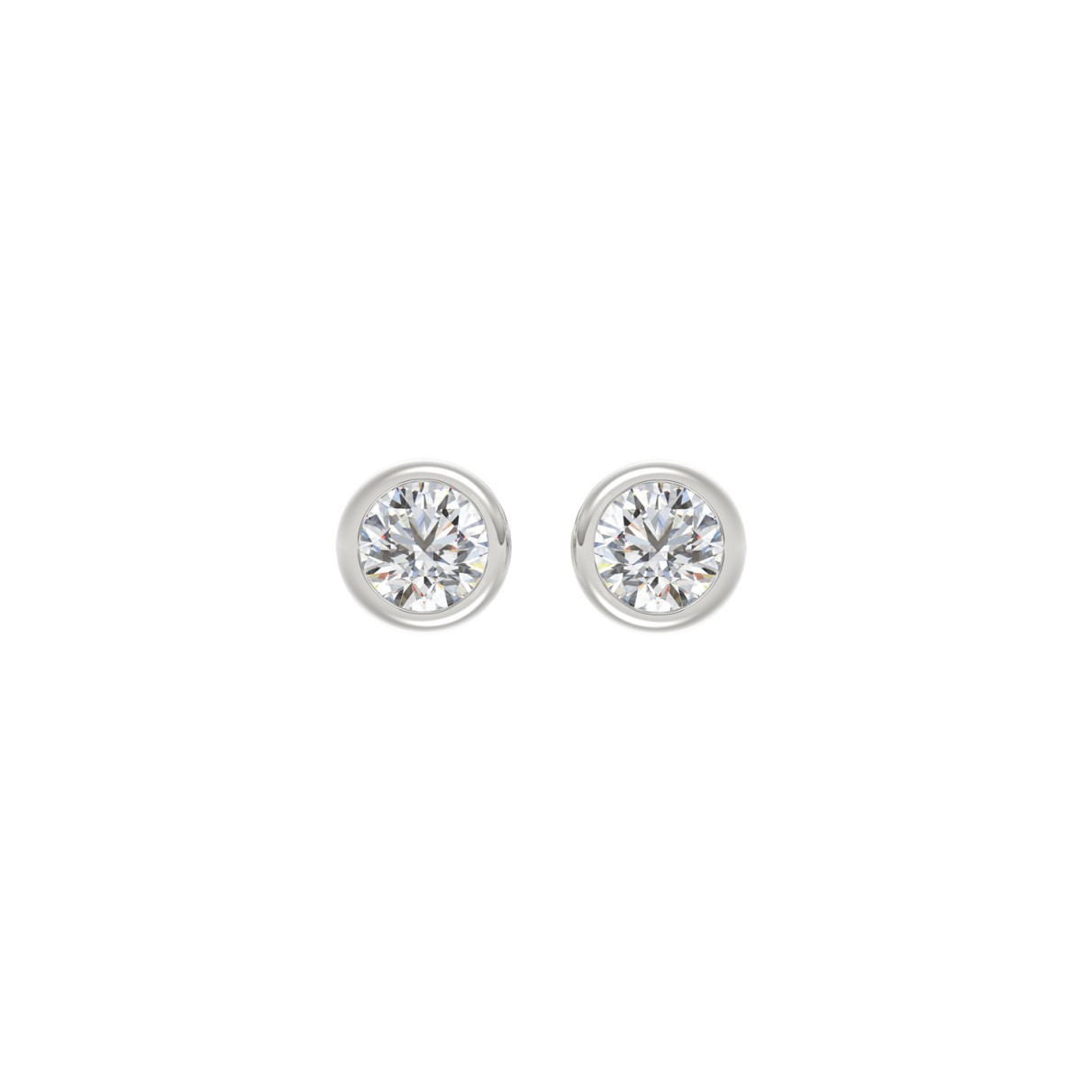 LADIES SOLITAIRE EARRINGS 1CT ROUND DIAMOND 14K WHITE GOLD