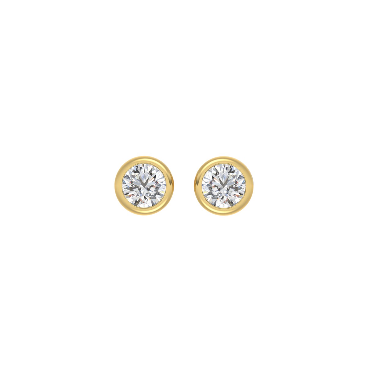 LADIES SOLITAIRE EARRINGS 1CT ROUND DIAMOND 14K YE...