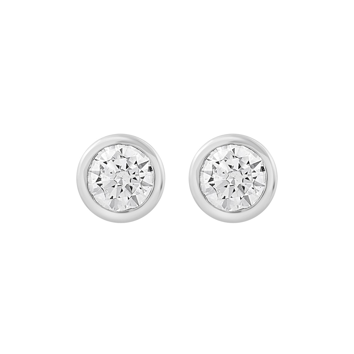 LADIES SOLITAIRE EARRINGS 2CT ROUND DIAMOND 14K WHITE GOLD