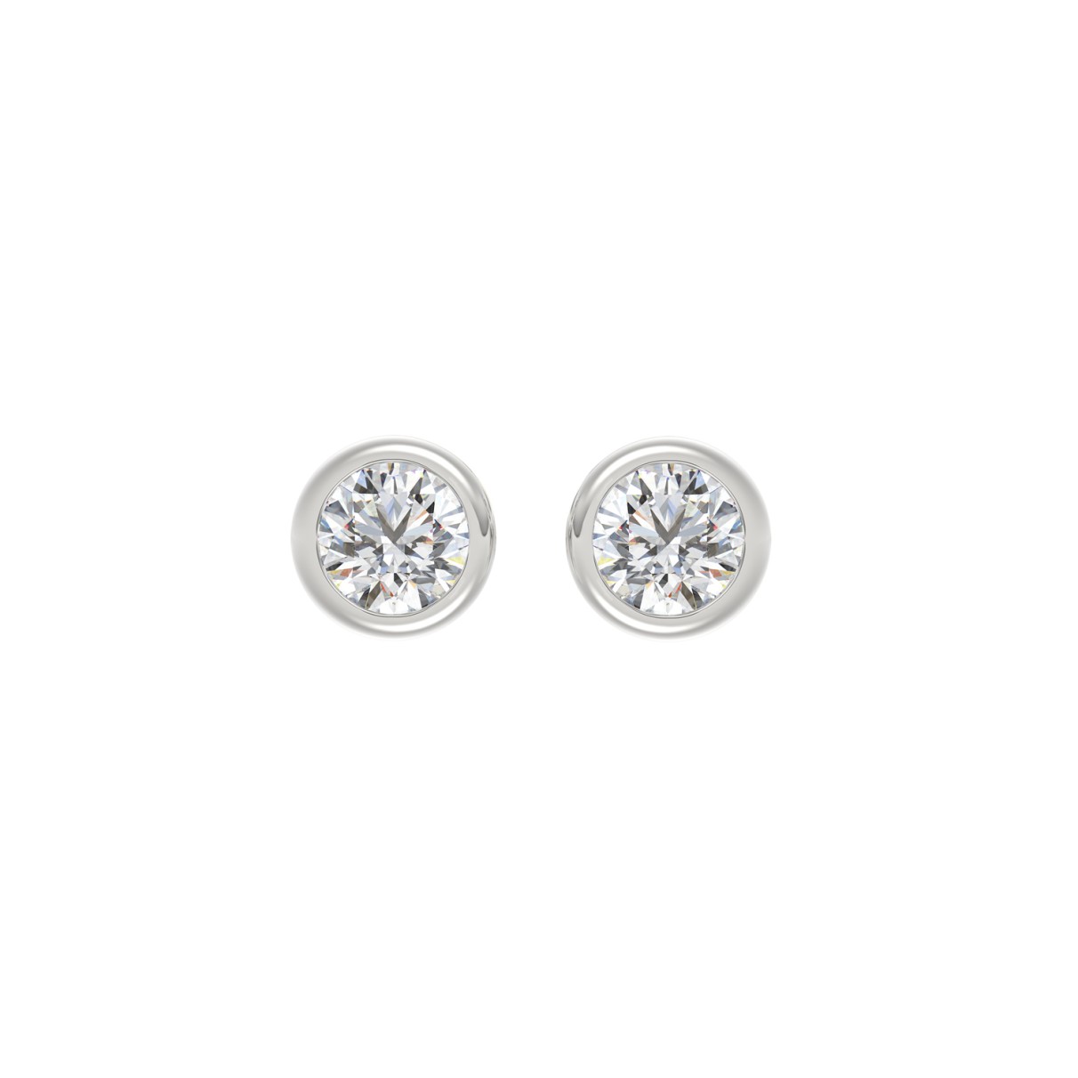 LADIES SOLITAIRE EARRINGS 2CT ROUND DIAMOND 14K WH...