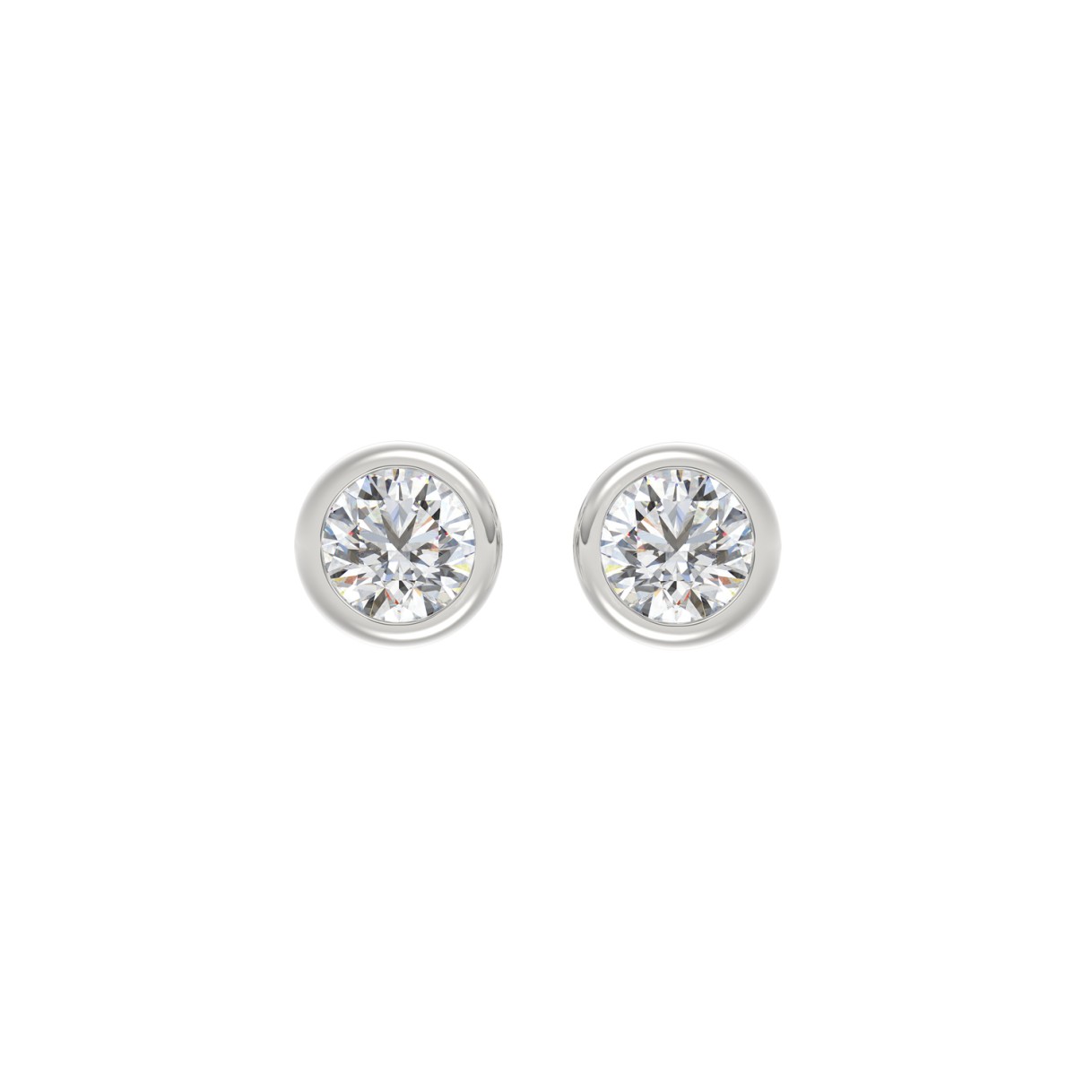 LADIES SOLITAIRE EARRINGS 2CT ROUND DIAMOND 14K WH...