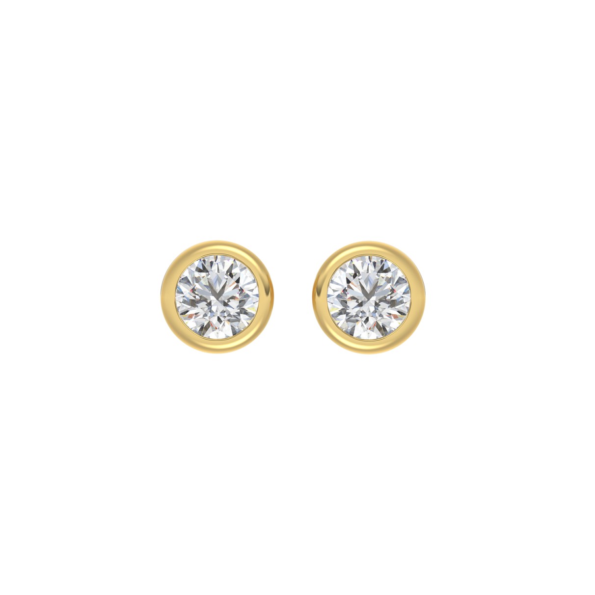 LADIES SOLITAIRE EARRINGS 2CT ROUND DIAMOND 14K YE...