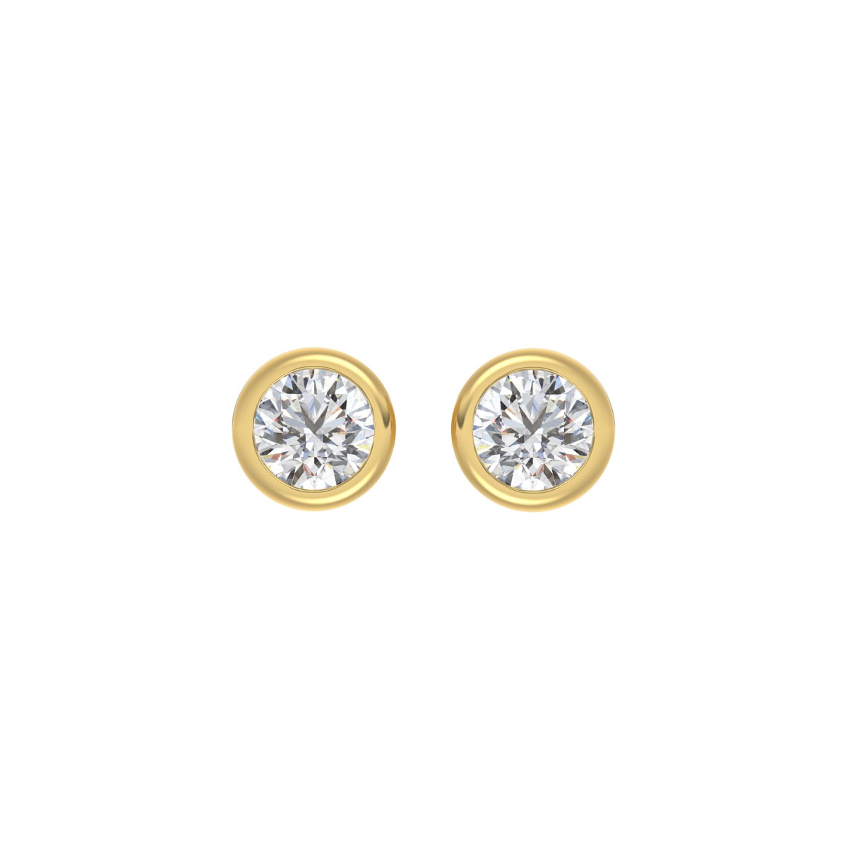 LADIES SOLITAIRE EARRINGS 2CT ROUND DIAMOND 14K YE...