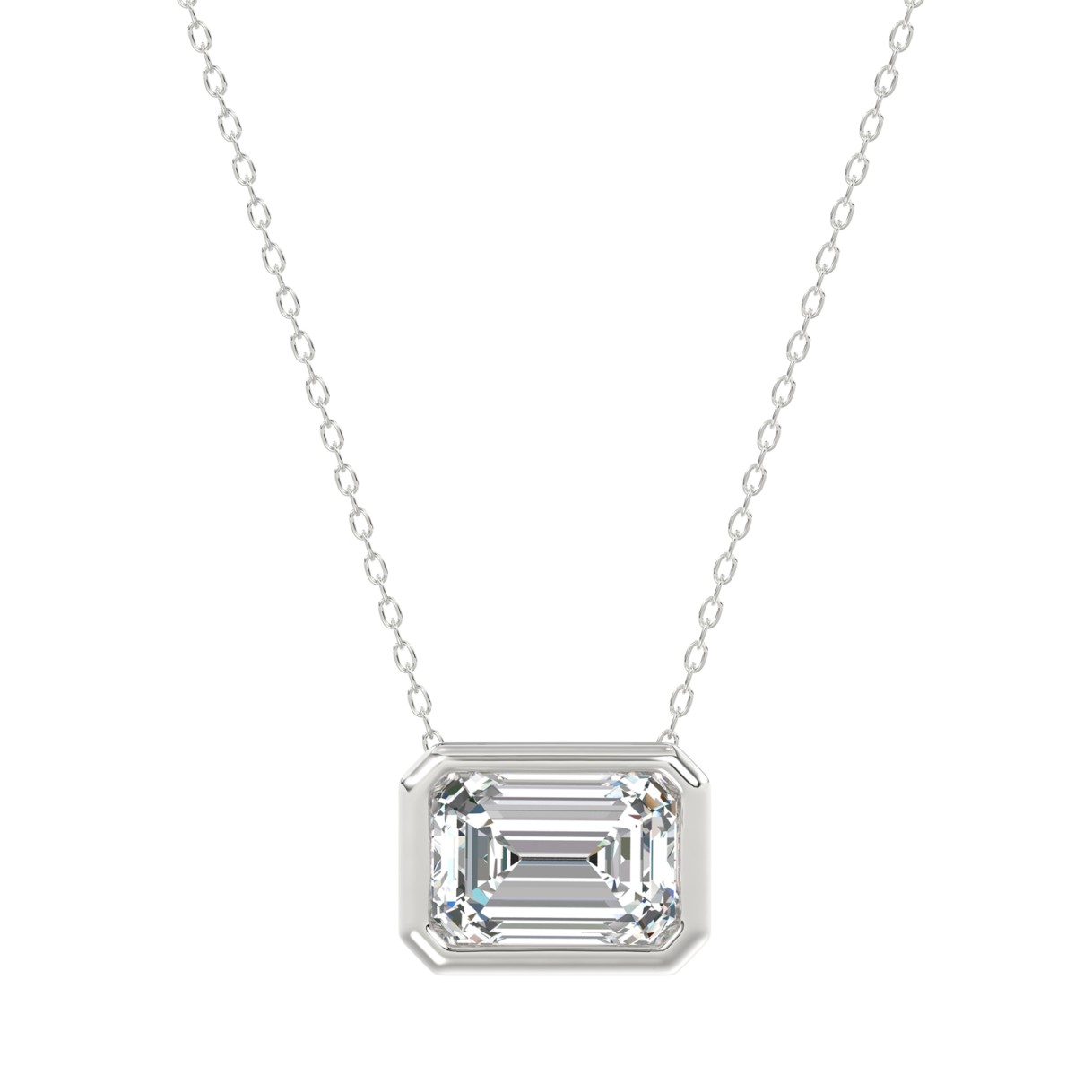 LADIES SOLITAIRE PENDANT 1CT EMERALD DIAMOND 14K W...