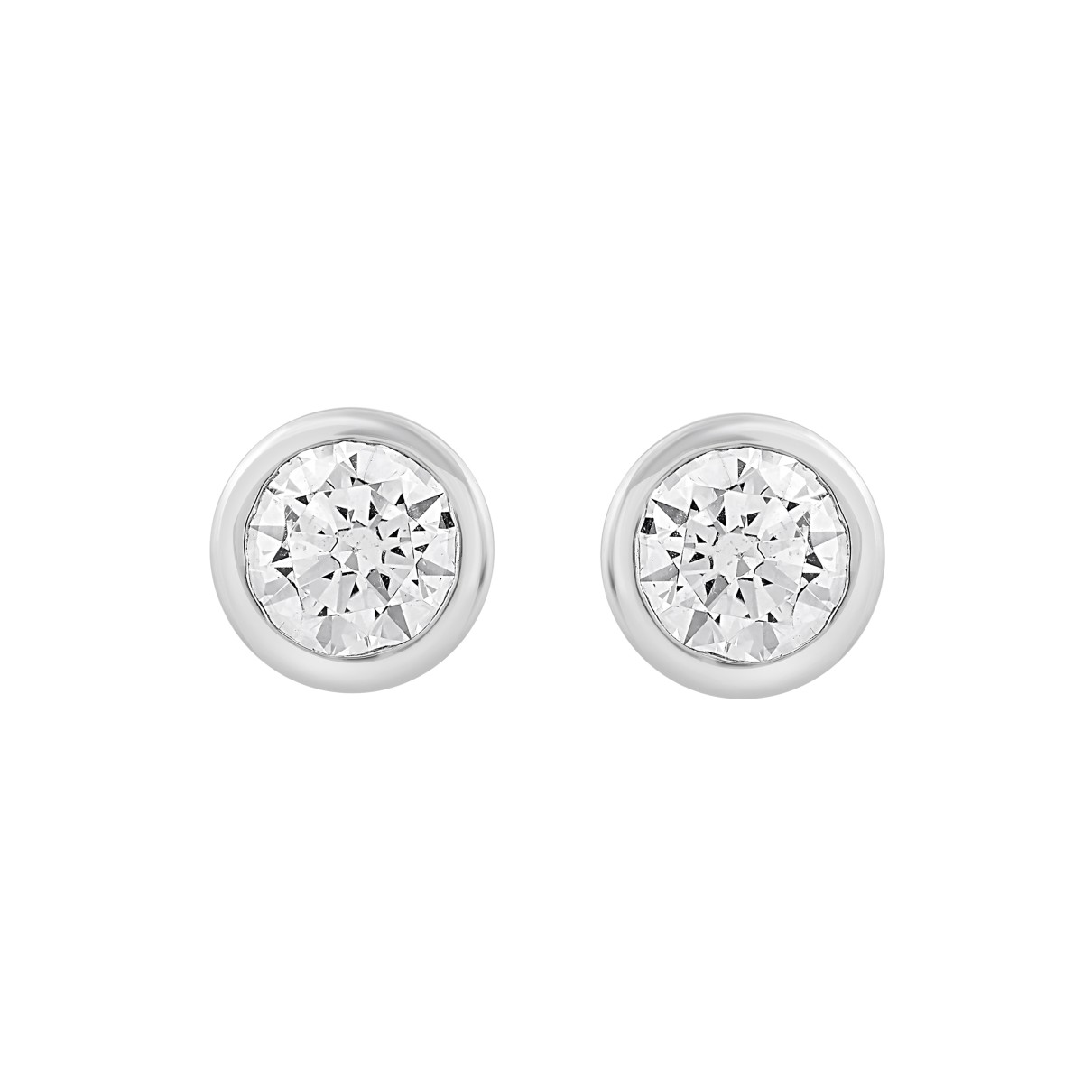 LADIES SOLITAIRE EARRINGS 3CT ROUND DIAMOND 14K WHITE GOLD