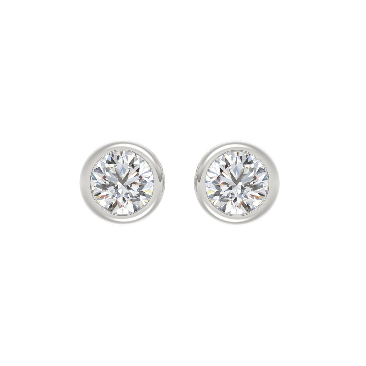 LADIES SOLITAIRE EARRINGS 3CT ROUND DIAMOND 14K WHITE GOLD