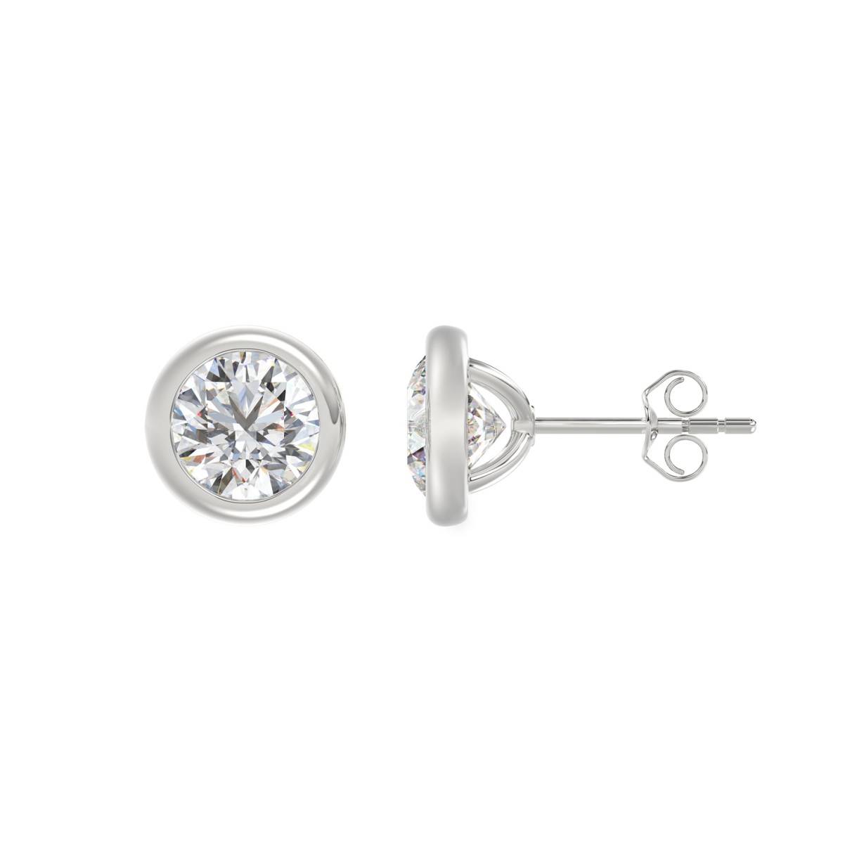 LADIES SOLITAIRE EARRINGS 3CT ROUND DIAMOND 14K WHITE GOLD