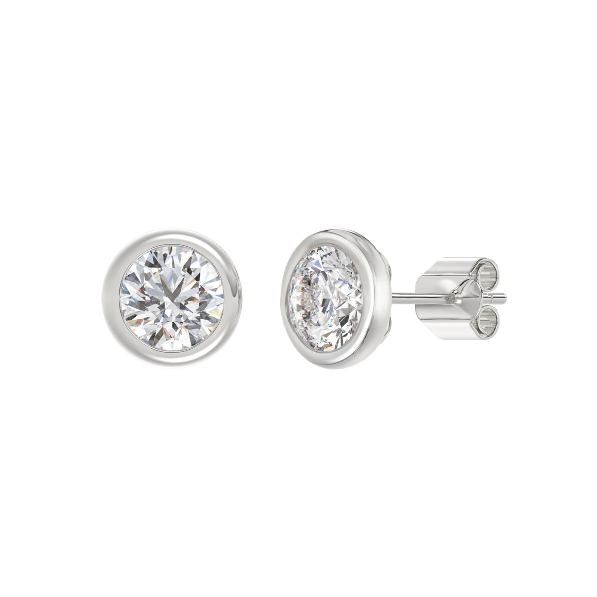 LADIES SOLITAIRE EARRINGS 3CT ROUND DIAMOND 14K WHITE GOLD