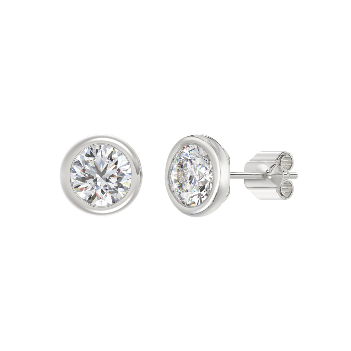 LADIES SOLITAIRE EARRINGS 3CT ROUND DIAMOND 14K WHITE GOLD