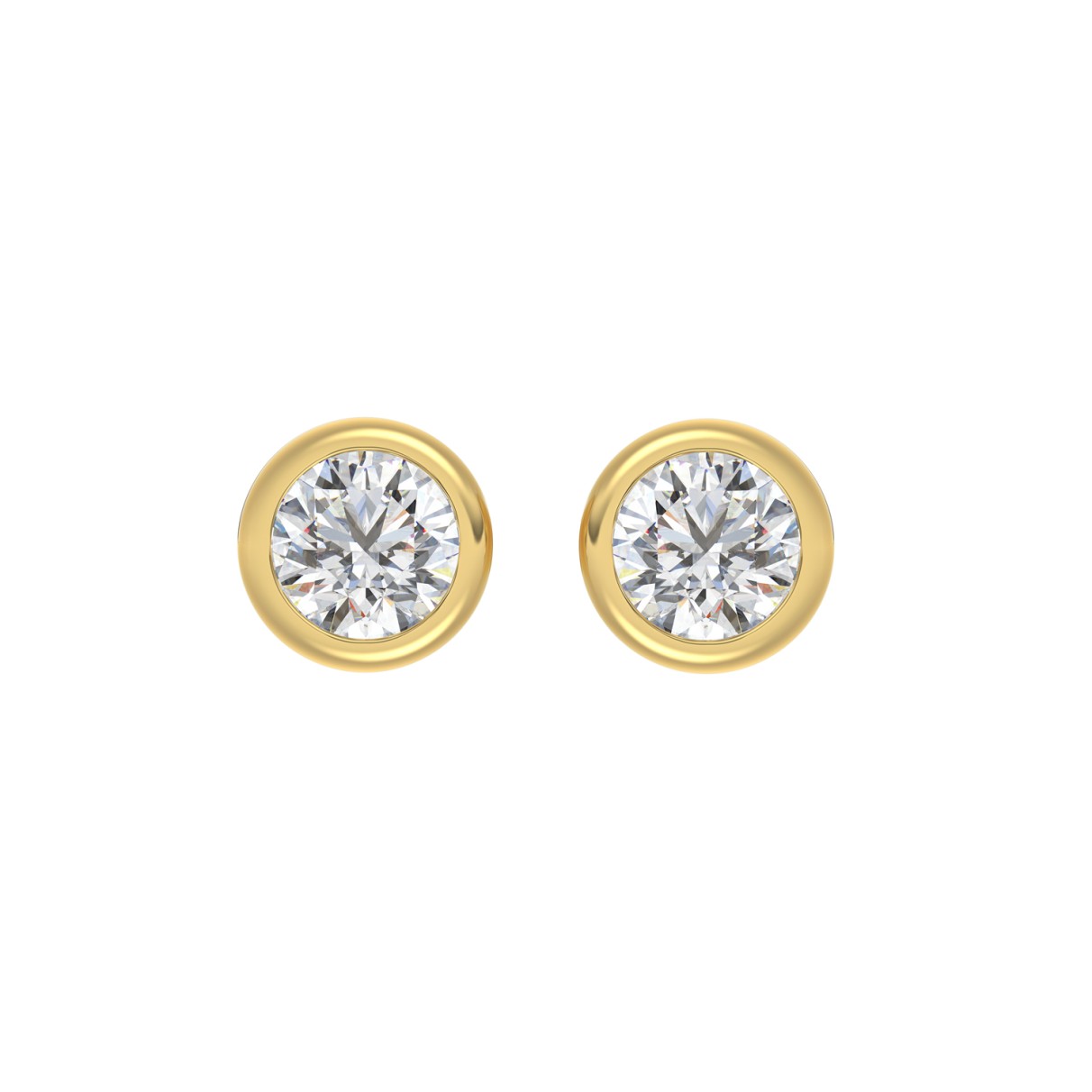 LADIES SOLITAIRE EARRINGS 3CT ROUND DIAMOND 14K YE...