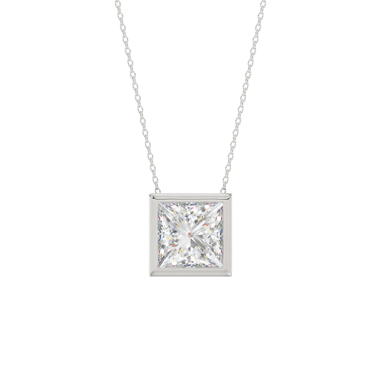 LADIES SOLITAIRE PENDANT 2CT PRINCESS DIAMOND 14K ...