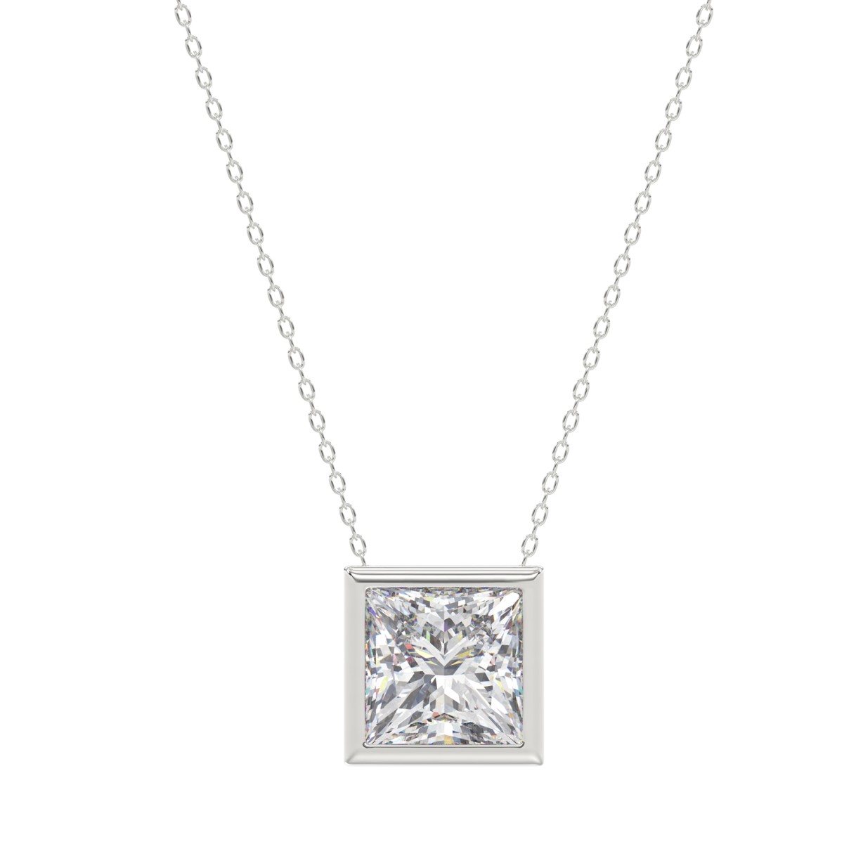 LADIES SOLITAIRE PENDANT 2CT PRINCESS DIAMOND 14K ...