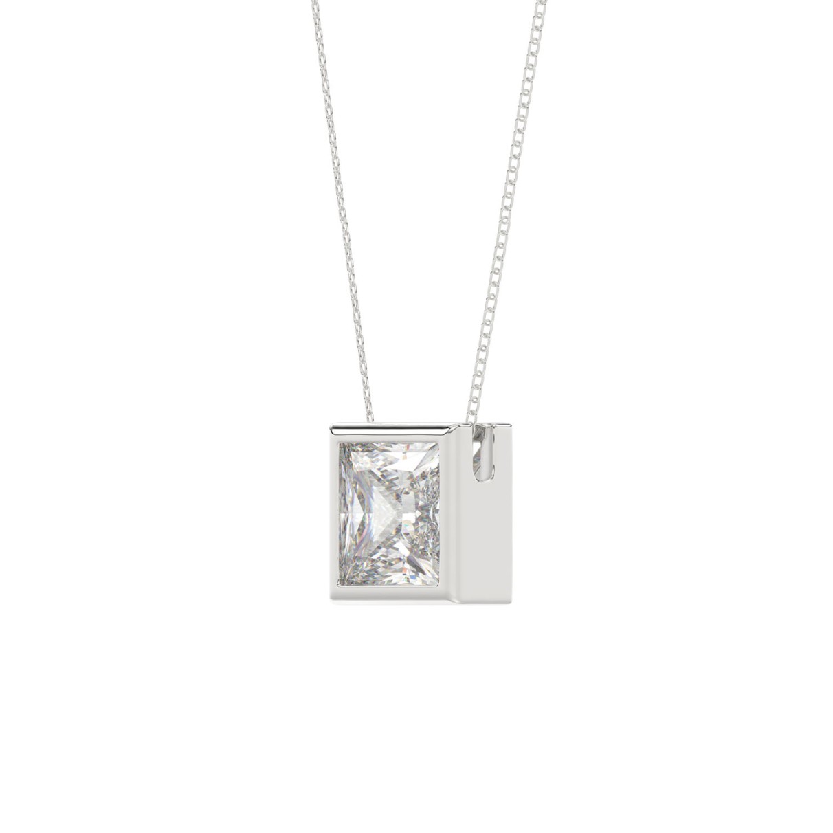 LADIES SOLITAIRE PENDANT 2CT PRINCESS DIAMOND 14K WHITE GOLD