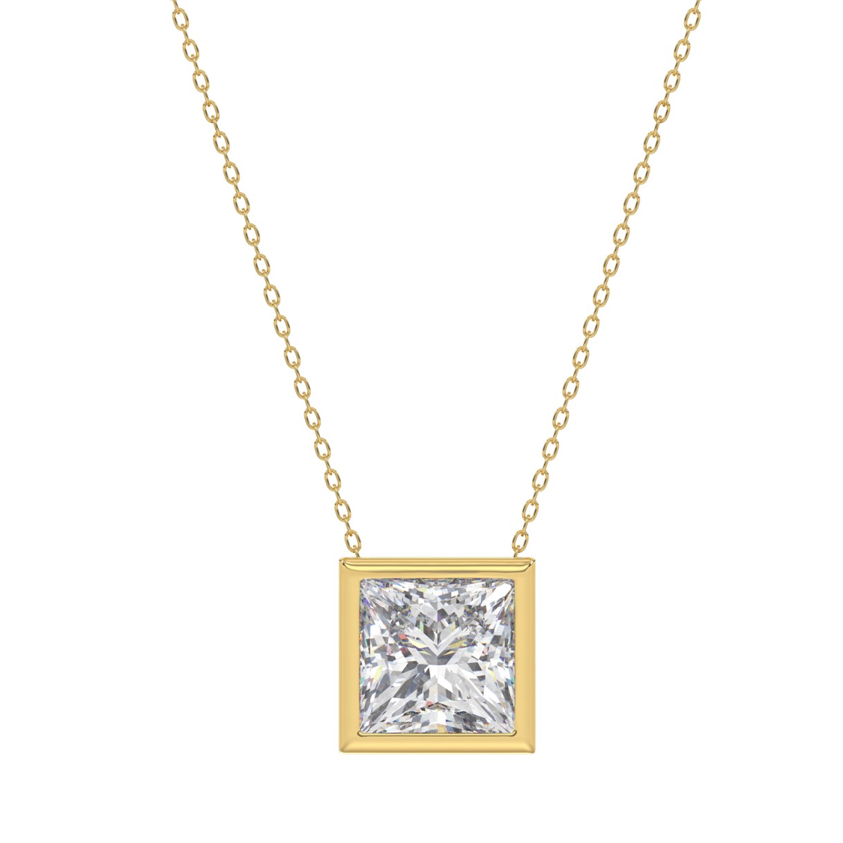 LADIES SOLITAIRE PENDANT 2CT PRINCESS DIAMOND 14K ...