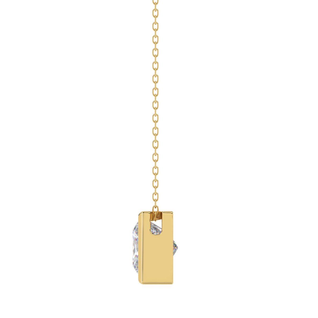 LADIES SOLITAIRE PENDANT 2CT PRINCESS DIAMOND 14K YELLOW GOLD