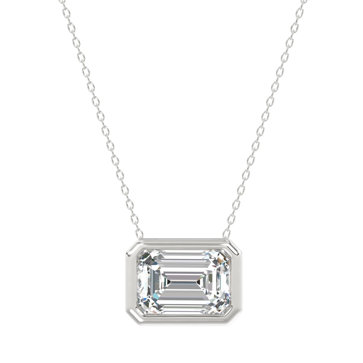 LADIES SOLITAIRE PENDANT 2CT EMERALD DIAMOND 14K W...