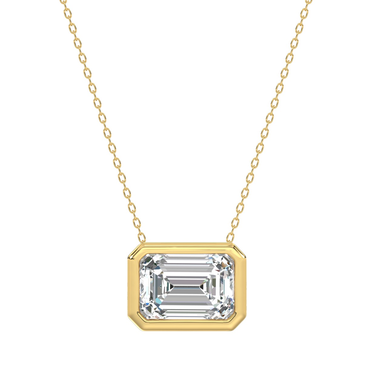 LADIES SOLITAIRE PENDANT 2CT EMERALD DIAMOND 14K Y...