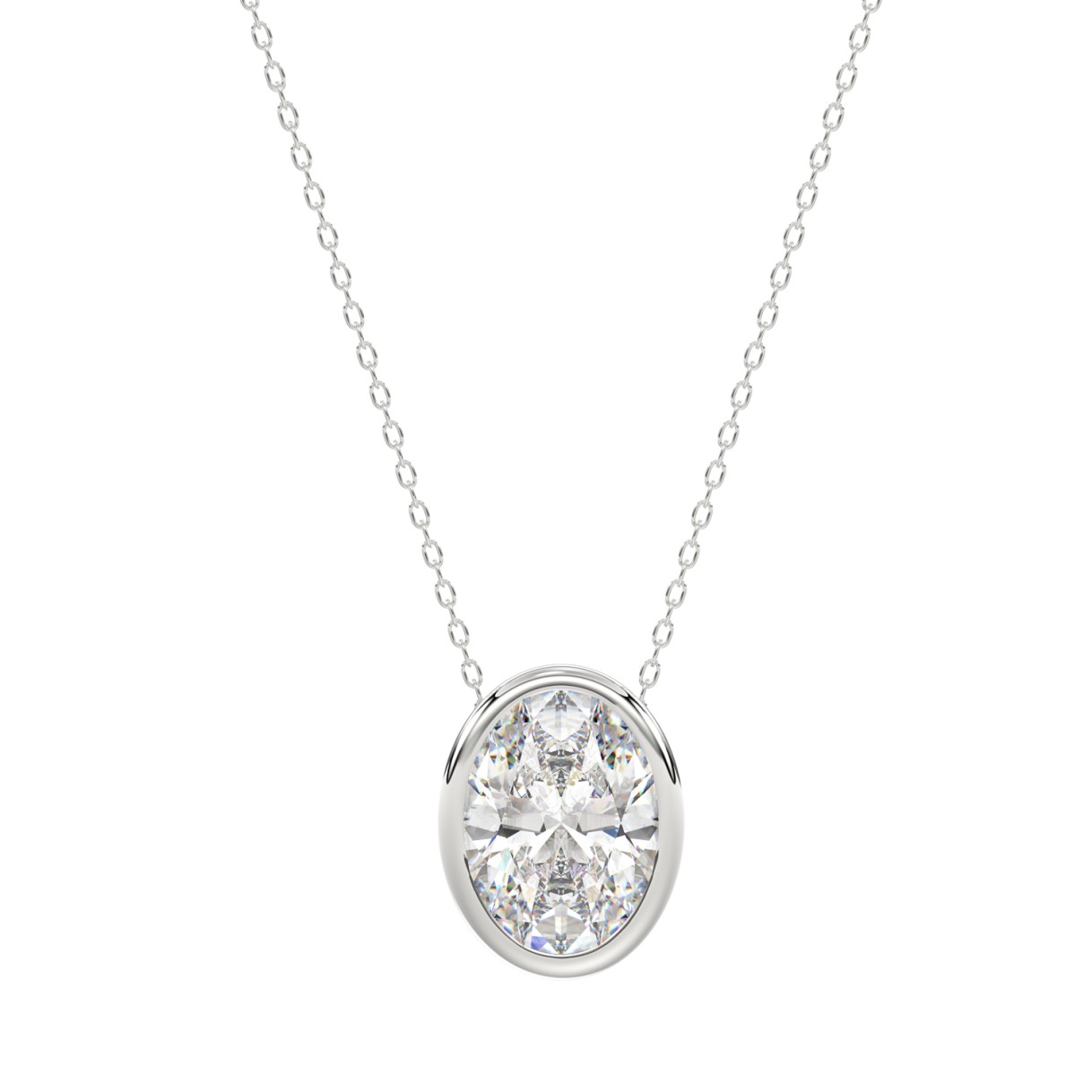 LADIES SOLITAIRE PENDANT 2CT OVAL DIAMOND 14K WHIT...